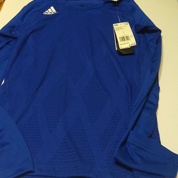 adidas Other - Adidas Youth Large Long Sleeved Quickset Jersey Royal Blue/White Logo. New.